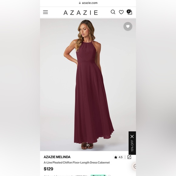 Azazie Melinda bridesmaid dress in Cabernet - Picture 3 of 3